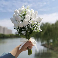 Bouquet de fleurs artificielles réalistes et personnalisables, Calla Lily Tulip, élégant, blanc pur, pour mariage, photographie de mariage