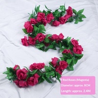 YHM Guirlande de roses artificielles pour la décoration de plafond de salon, couvre-tuyau de climatisation, plante enroulante moulée par injection, pour mariage