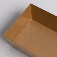 Boîte à lunch rectangulaire jetable en papier kraft à haute couverture, sans BPA, biodégradable, avec couvercle PET haute transparence surélevé, vente en gros