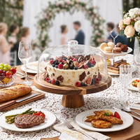 Ensemble de supports à gâteau de mariage personnalisés en bois, planche à charcuterie de 11,8 pouces avec couvercle pour mariage, fête d'anniversaire, dessert, support à gâteau en bois