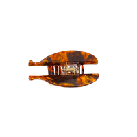 Pince à cheveux unisexe en acétate coloré en forme de poisson artistique 9x4.8cm, motif abstrait, luxe écaille de tortue pour mariage de filles