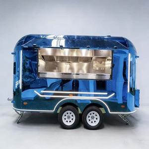 Trailer Makanan Mobile Multifungsi Bahan Stainless Steel untuk Luar Ruangan, Kombinasi Oven Pizza dan Peralatan Masak Lengkap, Cocok untuk Jajanan, Keripik, Anti Karat - Product Image 1