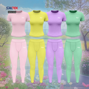 Conjuntos de Ropa para Mujeres Altas, Personalizados, de Algodón y Elastano, Camiseta de Manga Corta y Leggings, Conjunto de Dos Piezas, Ropa Informal - Product Image 3