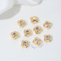 Entretoises à trou traversant en laiton plaqué or 14K, motif trèfle rhombique, pour accessoires de bracelets et colliers DIY
