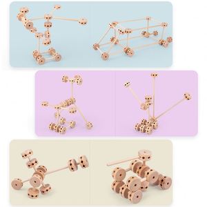 Assemble Montessori Sensory Stem Stacking Toys Creative Natural Wood Children Wooden <b>Building</b> <b>Blocks</b> - Product Image 2