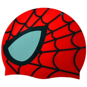 Gorro de natación de silicona con estampado de Spider man para niño, gorro de natación con estampado de Spiderman, de silicona, venta al por mayor