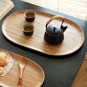 Wooden <b>Tea</b> <b>Tray</b> Solid Wood Oval Shape For <b>Tea</b> Serving And Coffee Dessert Platter Ash Color 16x32 And 40x25 Cm - Product Image 3
