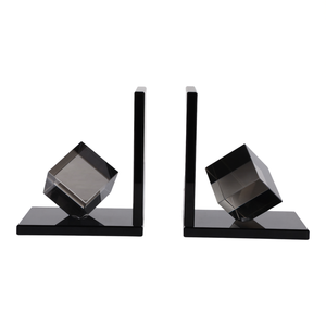 Fermalibri in Vetro Decorativi a Forma di Cubo, Design Contemporaneo Nero per Scaffali e Scrivanie, Stile Moderno ed Elegante - Product Image 3