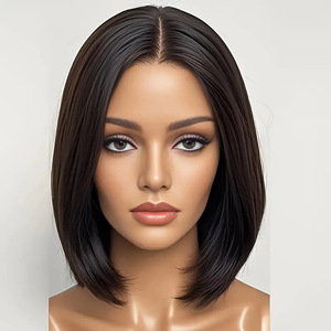 Perruque naturelle tendance à ondulations séparées, en soie synthétique haute température, cheveux courts et raides, effet naturel - Product Image 4