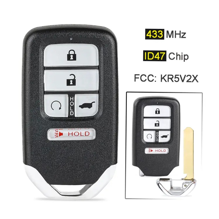 Topbest 4 + 1 Knop Remote Key 433.92 Mhz 47 Chip Hon66 Kr5v2x Auto Remote Key Voor H-Onda 2016 2017
