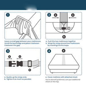 Kit Convertitore 3 in 1 per Letti: da Singolo <span class=keywords><strong>a</strong></span> Matrimoniale, Riempitivo per Divisibili King Size con Lenzuolo con Angoli e Cinghie, Connettore per Materasso - Product Image 6