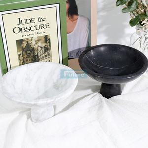 Cuencos de bandeja de fruta decorativos de mármol de flor blanca de piedra Natural, cuencos contemporáneos, cuenco tallado de mármol blanco Menhir - Product Image 5