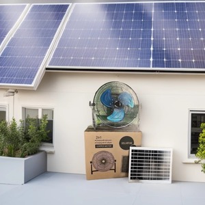 Ventilador de Pie <span class=keywords><strong>Solar</strong></span> Portátil Recargable de 12 Pulgadas con Panel <span class=keywords><strong>Solar</strong></span> Extraíble para Uso Doméstico - Product Image 2