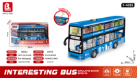Bus à deux étages avec effets sonores et lumineux et fonction d'ouverture de porte - Bleu