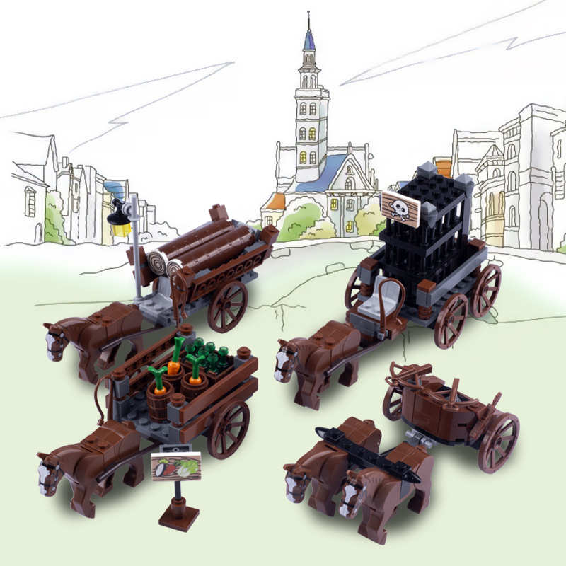 MOC military building block scene medieval figure soldier chariot city bricks building block for Legoing