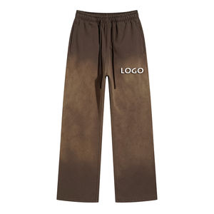 Pantalons pour hommes décontractés à cordon de serrage, lavés à l'eau chaude, vintage, teints par pulvérisation, personnalisés, 450 g, vente chaude - Product Image 1