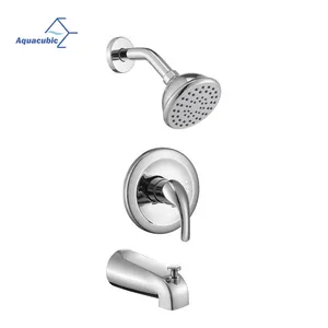 Aquacubic CUPC Multi-function Matte Black Wall Mounted Bathroom Shower Bathtub Faucet Mixer System Set