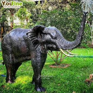 Hochwertiger Bronze-Springbrunnen in Lebensgröße im Freien mit Elefant zum Verkauf