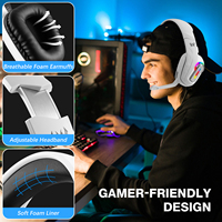 Casque de jeu filaire avec micro 3,5 mm, lumière RGB, suppression du bruit, son surround, basses profondes, étanche IPX-5, contrôle tactile pour PC PS5
