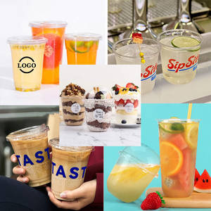 Muestras Gratis Vasos Desechables de Plástico PET Personalizados con Impresión de Logotipo, <span class=keywords><strong>Tapas</strong></span> de 90 mm de Diámetro para Refrescos, Té con Leche, Café Helado - Product Image 3