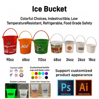 Harga Pabrik Ember Es Plastik 68oz Warna Kustom Food Grade Anti Pecah Tahan Lama Portabel Gaya Vintage Logo Kustom Ember Bir