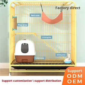 Cage <span class=keywords><strong>à</strong></span> <span class=keywords><strong>chat</strong></span> en fer Villa extra large avec toilette intégrée, abri pour <span class=keywords><strong>chat</strong></span> toutes saisons, Hebei - Product Image 3