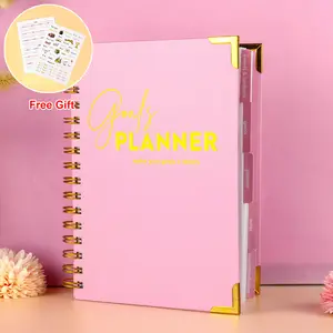 Venta al por mayor sin fecha A5 Rosa espiral semanal personalizado planificador diario planificador Agenda para regalo