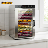 Déshydrateur alimentaire professionnel 18 plateaux 1100W à double ventilateur, 5 modes prédéfinis, minuterie 0-48H, 30-90°C, plateaux SUS304 pour viande séchée