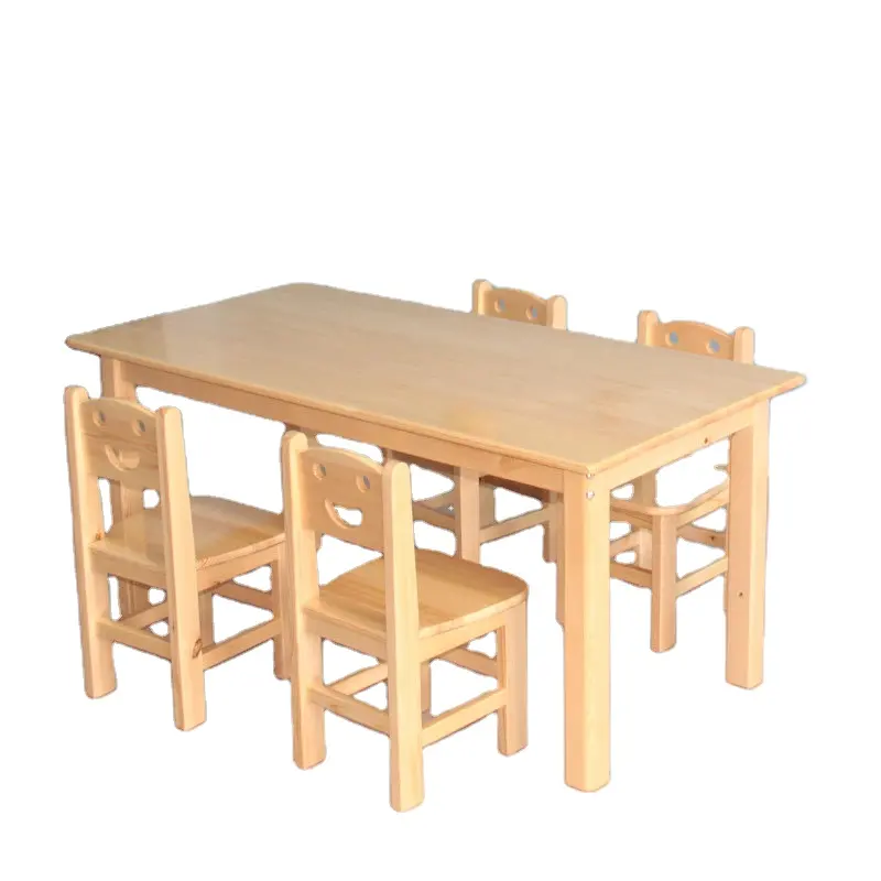 Mesa de estudio de madera para niños Juego de mesa y silla para niños Mesa de madera para niños y 4 sillas