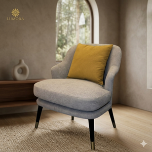 Sofá Individual Collins de Madera Moderna con Forma Semicircular, Diseño Confortable, Tapicería de Tela para Apartamento - Product Image 6