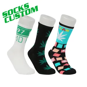 FREE DESIGN & MOCK-UP premium custom sport socks 100% cotton custom athletic cycling skate tube socks
