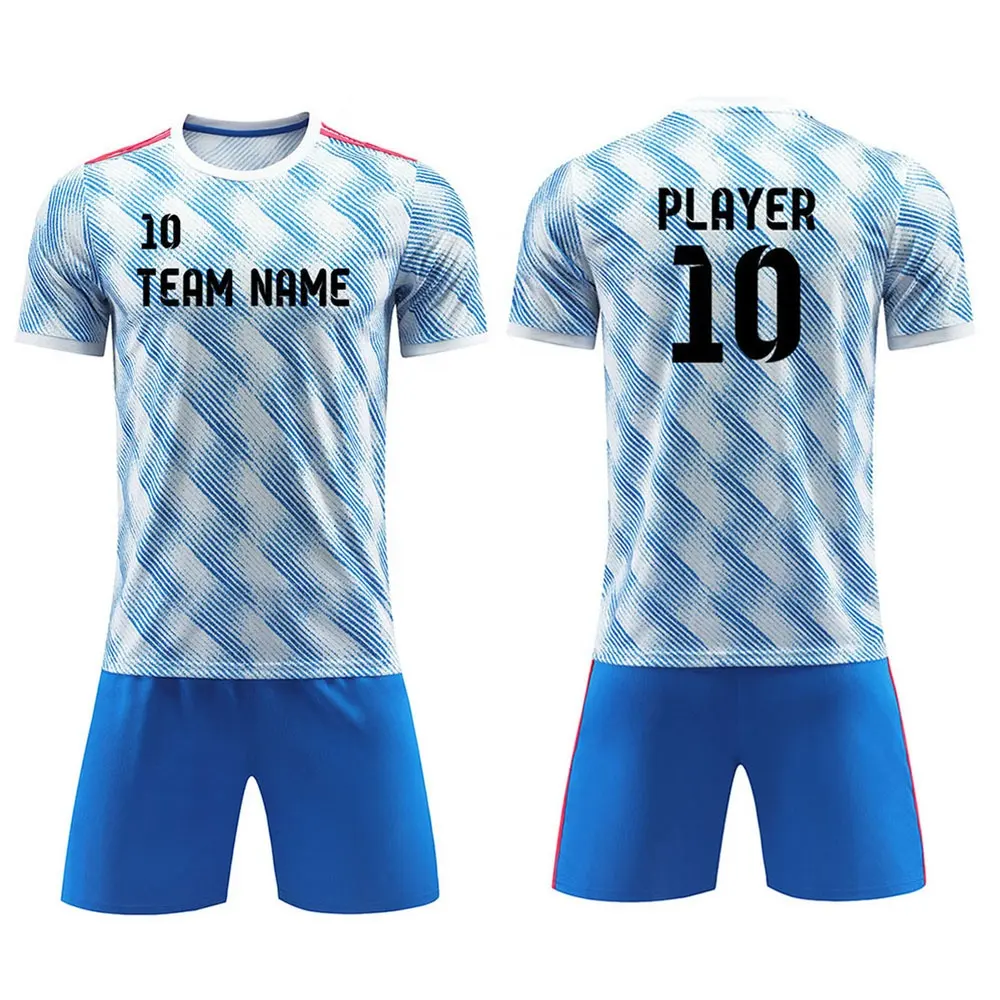 Custom Logo Nummer Patroon Sublimatie Sport Jongens Dames Voetbal Team Wear Training Uniformen