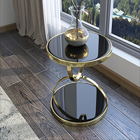 Ensemble de table basse en verre trempé de luxe léger, balcon, salon, moderne, minimaliste, rond, en acier inoxydable