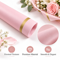 Papier d'emballage pour fleurs écologique, bord doré, imperméable, couleur unie, feuilles d'emballage pour bouquets pour mariage