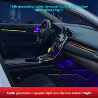 Para Honda Civic 2016-2021, Luces LED de Ambiente Interiores para Automóvil, Modificación de Iluminación Interior, Modelo GK7, LHD/RHD, Luces Ambientales Coloridas