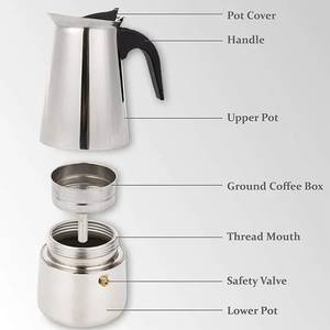 Cocina Camping Acero inoxidable Greca <span class=keywords><strong>Cafetera</strong></span> Moka Pot para café italiano <span class=keywords><strong>y</strong></span> cubano Brewing Cafeteras - Product Image 3