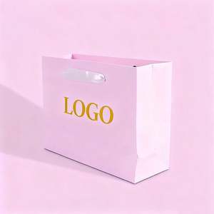 Sac de shopping en papier enduit personnalisé, écologique, classique, pour cadeau de mariage, avec logo laminé imprimé et poignées découpées - Product Image 2