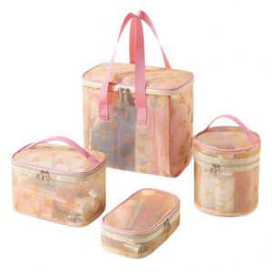 Bolsa de maquillaje transpirable con cremallera de malla, bolsa de almacenamiento de artículos de tocador portátil de gran capacidad para viaje - Product Image 1