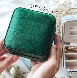 Portable Round Square Velvet Jewelry Box Organizer with Mirror Wholesale <b>Storage</b> Case for Necklaces <b>Rings</b> Packaging - Product Image 3
