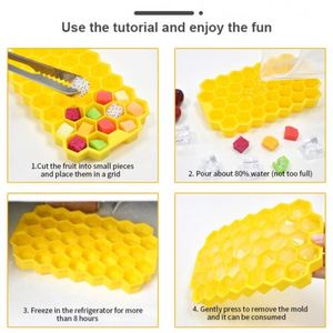 Stackable Food Grade Silicone Honeycomb Cube Tray <b>Ice</b> <b>Maker</b> Function Eco Friendly Easy Release 37 Cavity - Product Image 5