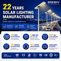 Lampadaires solaires extérieurs étanches SRESKY de haute qualité 120W 150W 200W avec batterie LiFePO4