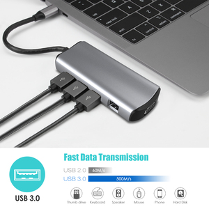 Cổ phiếu với loại C để USB3.0 * 3 + USB-C PD + SD + TF + HDMI + RJ45 + âm thanh + USB2.0 + VGA 11-in-1 3.0 giao diện USB C <span class=keywords><strong>HUB</strong></span> Docking Station - Product Image 4