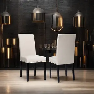 Venta al por mayor de sillas de comedor de tapicería de restaurante de hotel de gama alta con patas de madera maciza