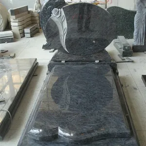 आधुनिक Tombstones डिजाइन सुंदर समाधि भारतीय ब्लू ग्रेनाइट समाधि का पत्थर