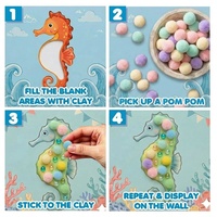 Kit de peinture sur cadre en argile DIY pour enfants, cadeaux d'anniversaire, ensemble d'activités artistiques et artisanales 3D avec pompons, jouet sensoriel