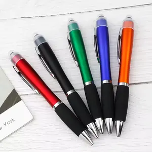 neu Werbung auf Lager bunt günstig 3 in 1 Led Light Up Pen mit Stylus touch individuell bedruckter Druck graviertes Logo Kunststoff-Stift