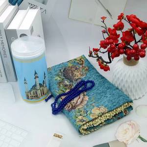 Exquisito Alfombra Musulmana Floral de Chenilla Tejida, Lavable, con Set de Tasbih y Bolsa de Plástico, para Oración, Hogar, Camping - Product Image 1