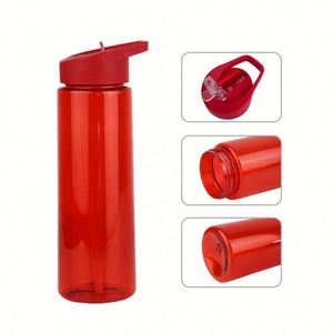 Bouteilles d'eau de sport en plastique sans BPA de 750 ml avec couvercles à paille rabattable et diverses couleurs disponibles en stock, logo personnalisé - Product Image 3
