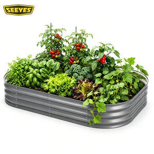 Jardinera Rectangular Grande de Acero ZAM Personalizada, 47"x35"x12" (Altura 30cm), Jardinera Elevada para Vegetales de Exterior - Product Image 1