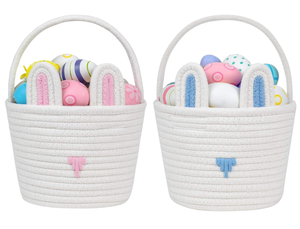 Panier de rangement pliable en coton tressé à la main, mignon, avec poignée, couleur et logo personnalisables, idéal pour télécommandes et clés dans le salon – Meilleures ventes - Product Image 1